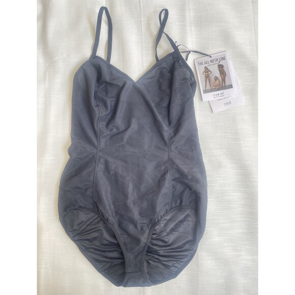 ITEM m6 All V-Neck Mesh Compression Bodysuit In Black Sz M New - Picture 3 of 9